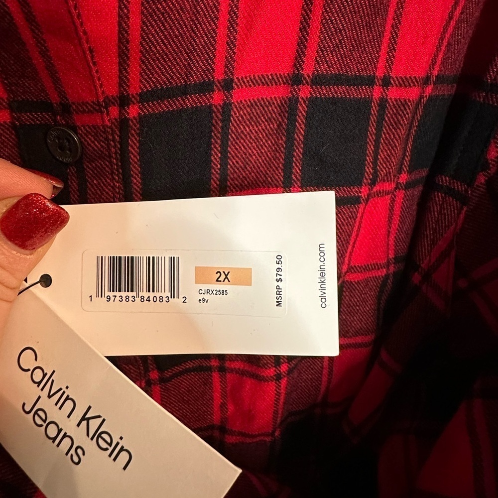 Calvin Klein Jeans Buffalo Plaid Women’s Button Downm Shirt Size 2X New with tag - Picture 8 of 13